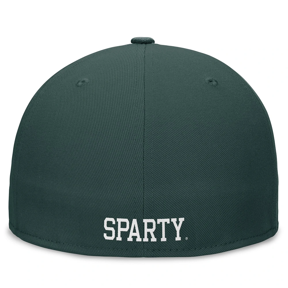 Casquette ajustée Nike Michigan State Spartans Legacy True pour hommes, verte