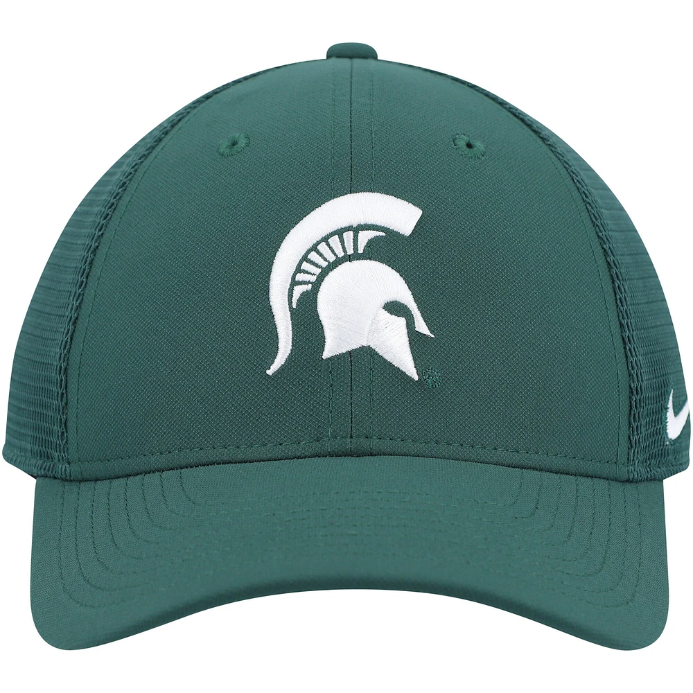 Casquette Nike Legacy91 Meshback Swoosh Performance Flex des Spartans de l'État du Michigan pour homme, vert