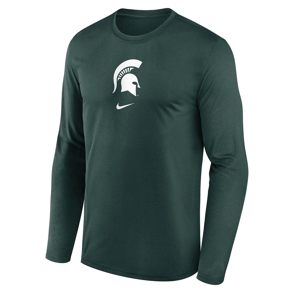 T-shirt à manches longues Nike Michigan State Spartans On-Court Basketball Performance pour homme Vert