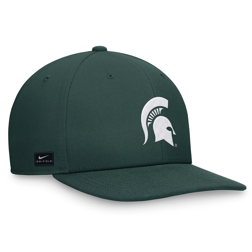 Casquette Snapback Pro Bill On-Field Michigan State Spartans Nike verte pour homme