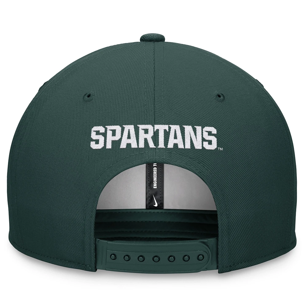 Casquette Snapback Pro Bill On-Field Michigan State Spartans Nike verte pour homme