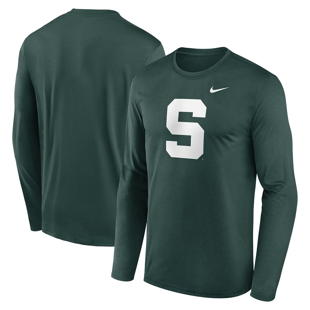 Men's Nike Green Michigan State Spartans Primetime Alternate Logo Legend Long Sleeve T-Shirt