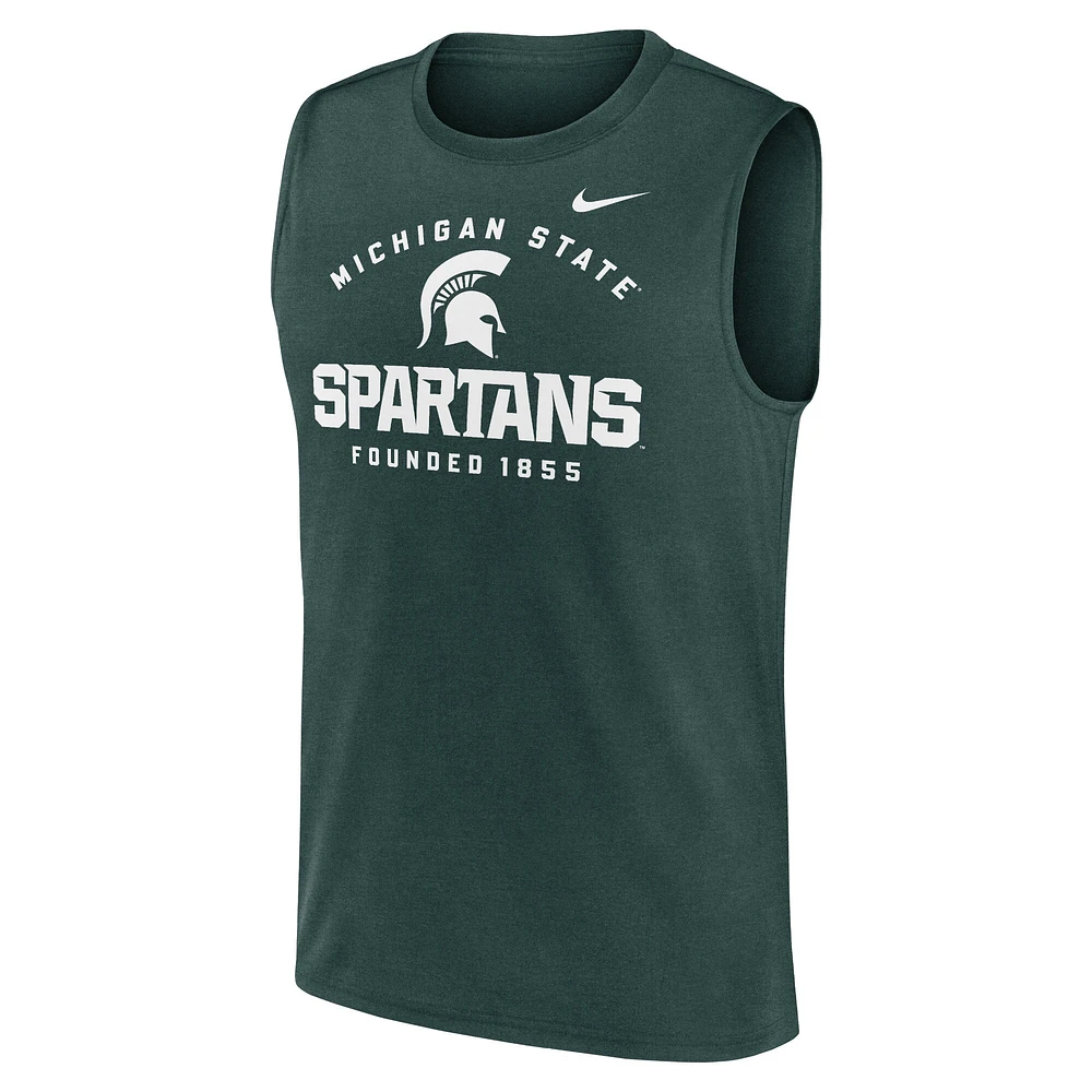 Men's Nike Green Michigan State Spartans Primetime Legend Mascot Lock Up Performance Muscle Tank Top