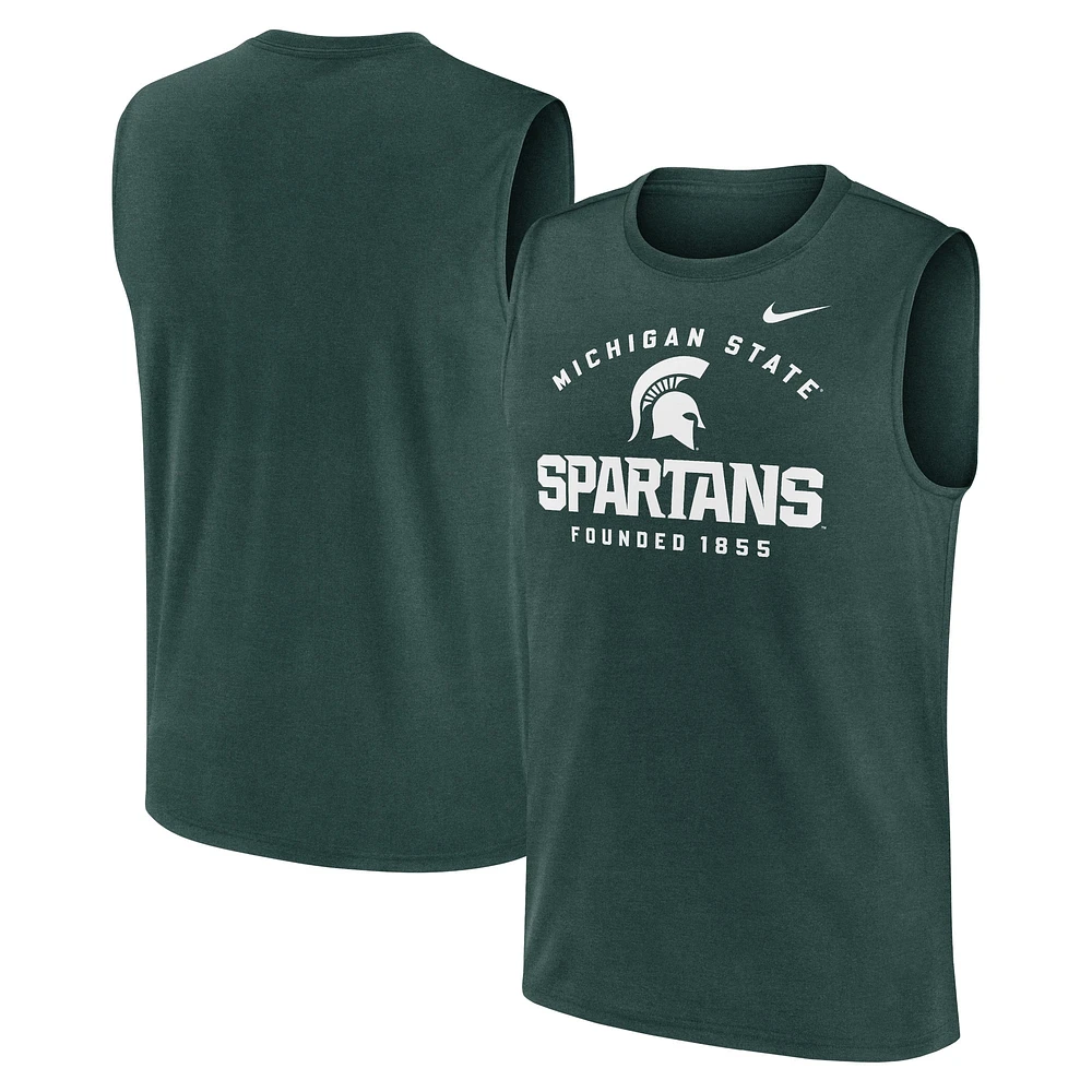 Men's Nike Green Michigan State Spartans Primetime Legend Mascot Lock Up Performance Muscle Tank Top