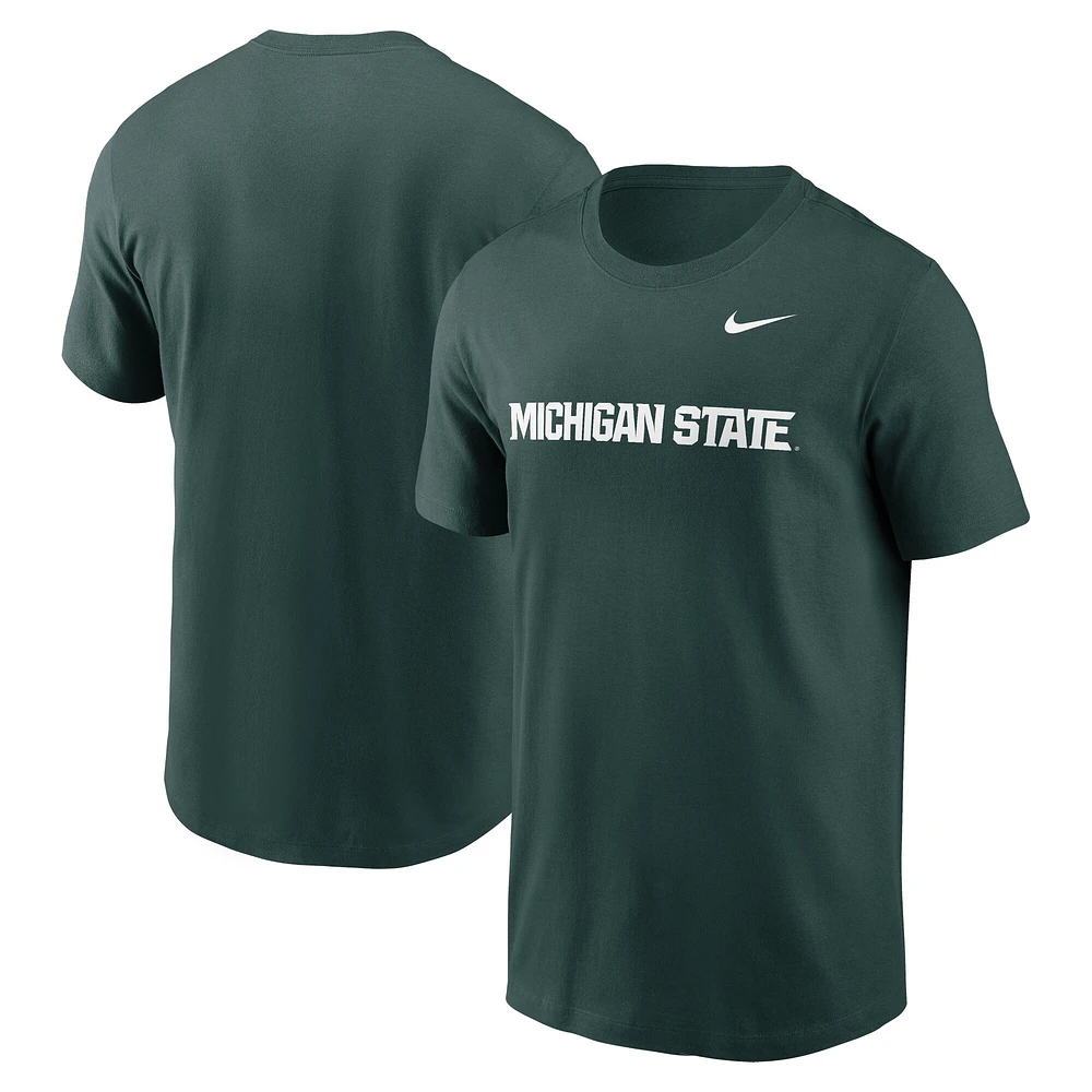 T-shirt vert Nike State Spartans Primetime Wordmark pour homme