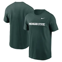 T-shirt vert Nike State Spartans Primetime Wordmark pour homme