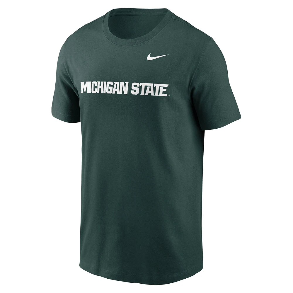 T-shirt vert Nike State Spartans Primetime Wordmark pour homme