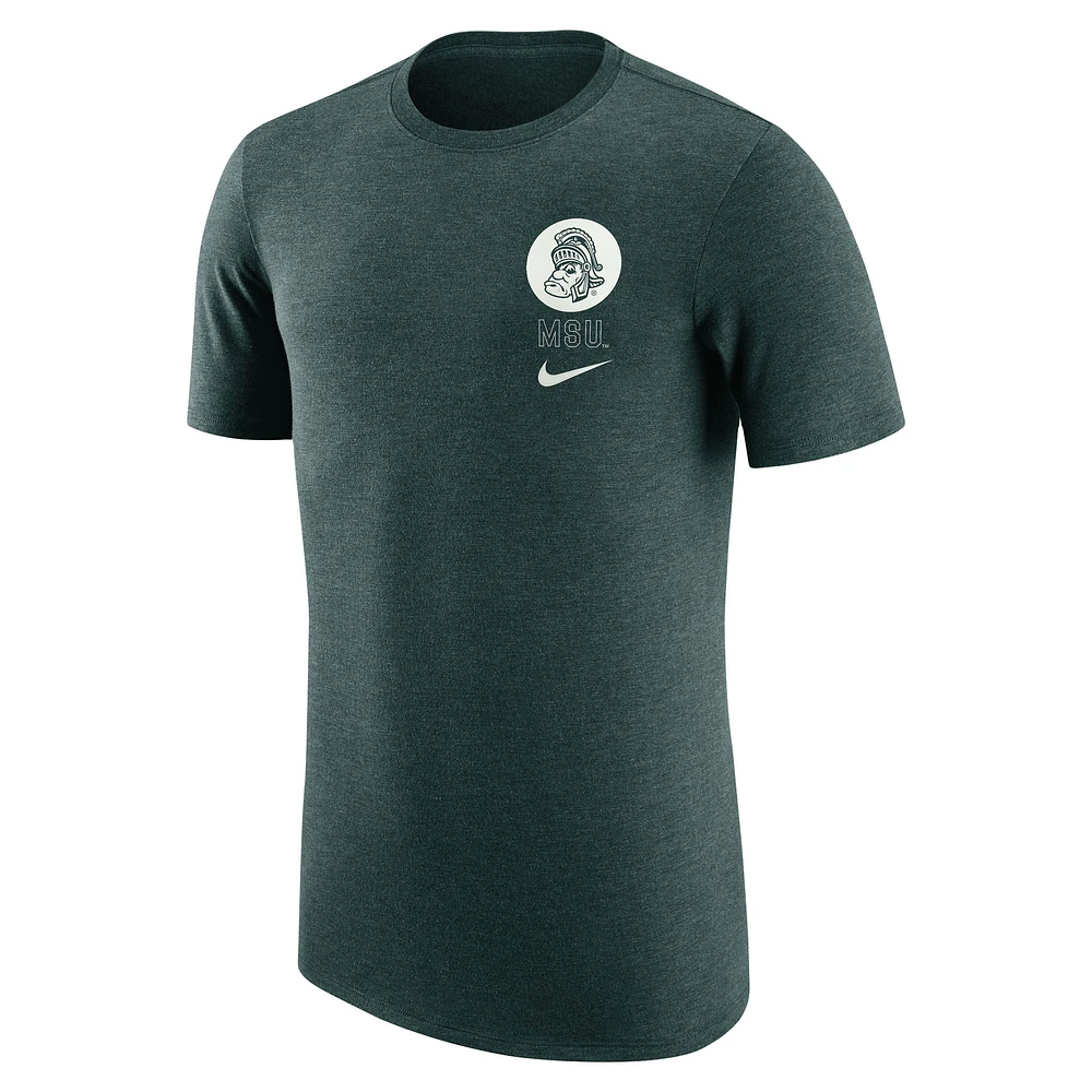 T-shirt rétro tri-mélange Nike Michigan State Spartans pour hommes, vert