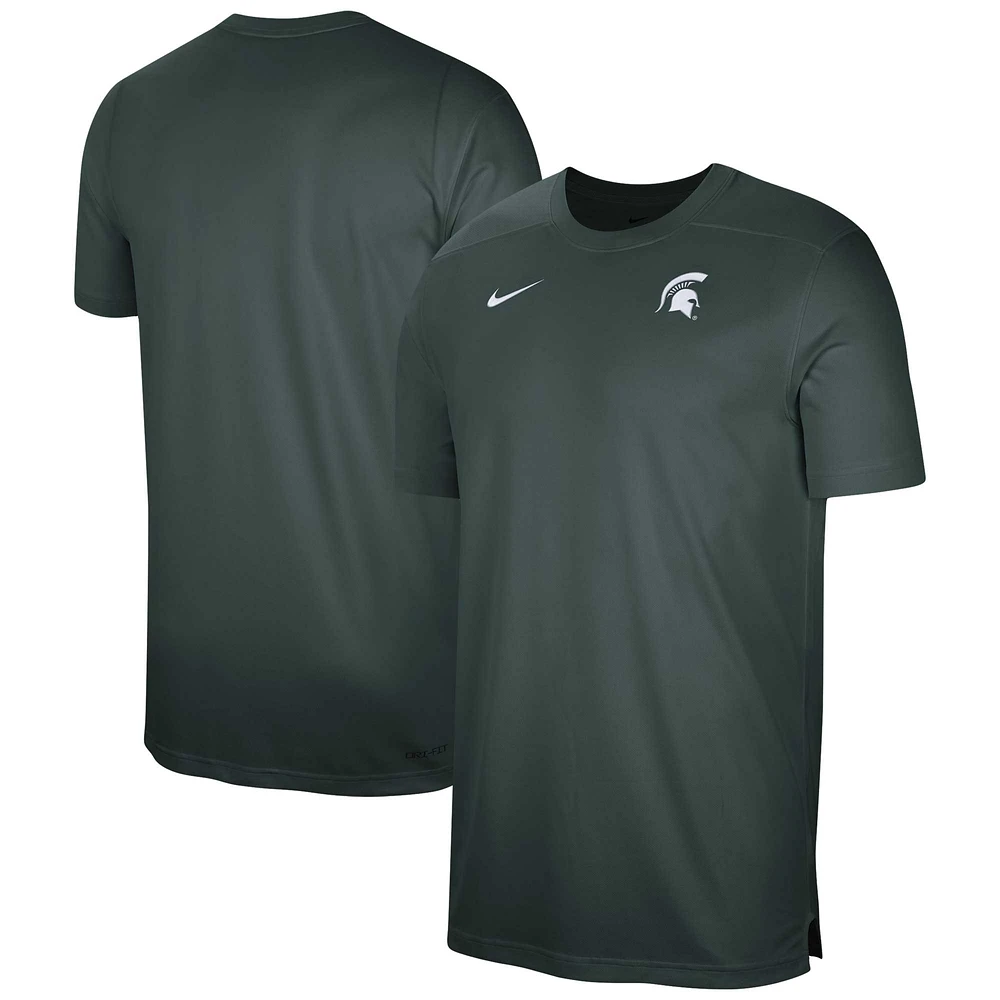 Haut de performance des entraîneurs la ligne touche Nike Michigan State Spartans pour homme, vert