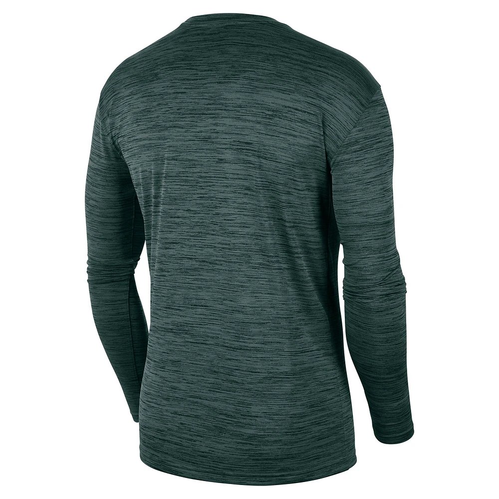 Men's Nike Green Michigan State Spartans Sideline Game Day Velocity Performance Long Sleeve T-Shirt