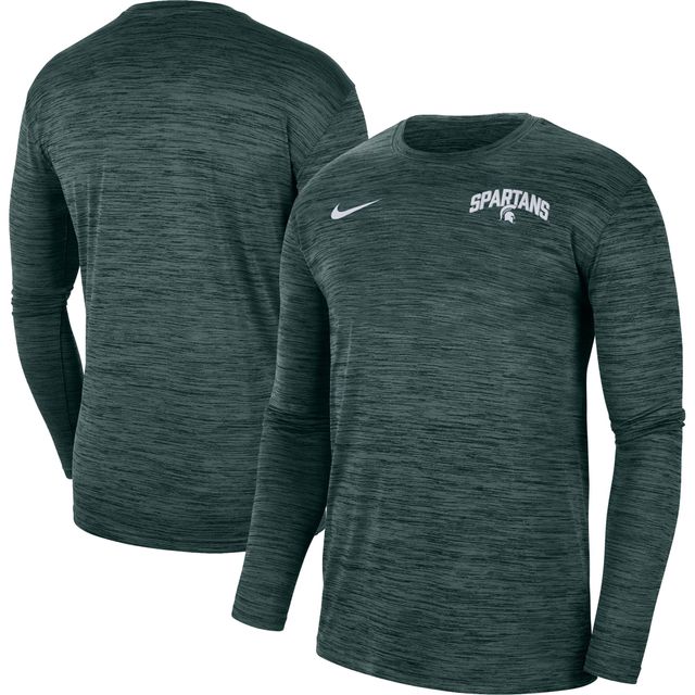 T-shirt à manches longues Nike Michigan State Spartans Sideline Game Day Velocity Performance vert pour homme