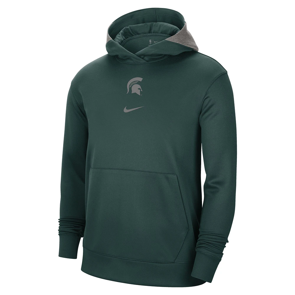 Men's Nike Green Michigan State Spartans Team Basketball Spotlight Performance Pullover Hoodie