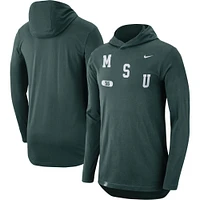 T-shirt à capuche manches longues Nike Michigan State Spartans Team Performance pour homme vert