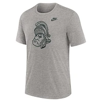 T-shirt Nike gris chiné Michigan State Spartans Blitz Legacy Primary Tri-Blend pour homme