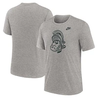 T-shirt Nike gris chiné Michigan State Spartans Blitz Legacy Primary Tri-Blend pour homme