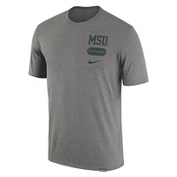 T-shirt à trois mélanges Nike Michigan State Spartans Campus Letterman pour homme, gris chiné