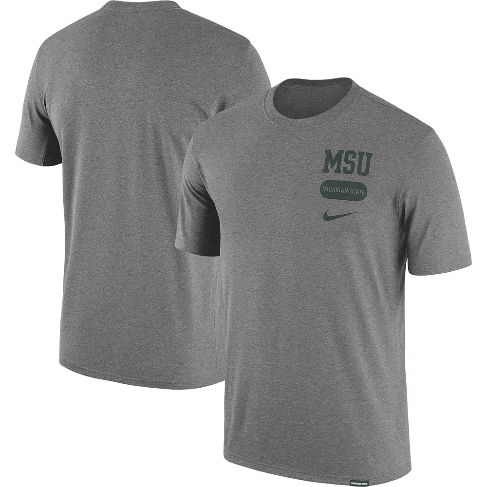 T-shirt à trois mélanges Nike Michigan State Spartans Campus Letterman pour homme, gris chiné