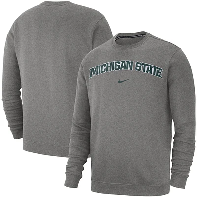 Sweat-shirt en polaire Nike Michigan State Spartans Club pour homme, gris chiné