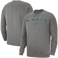 Sweat-shirt en polaire Nike Michigan State Spartans Club pour homme, gris chiné