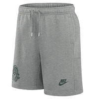 Short en molleton Nike Legacy Essential gris chiné pour homme des Spartans de l'État du Michigan