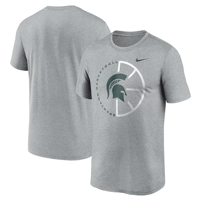 T-shirt de performance Nike pour homme, gris chiné, Michigan State Spartans Legend Basketball Icon