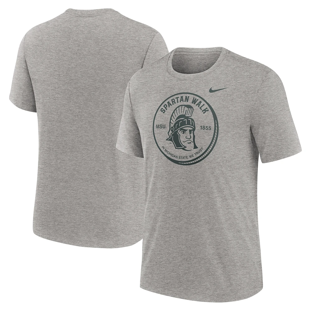 Men's Nike Heather Gray Michigan State Spartans Local Campus Time Honored Tradition Tri-Blend T-Shirt