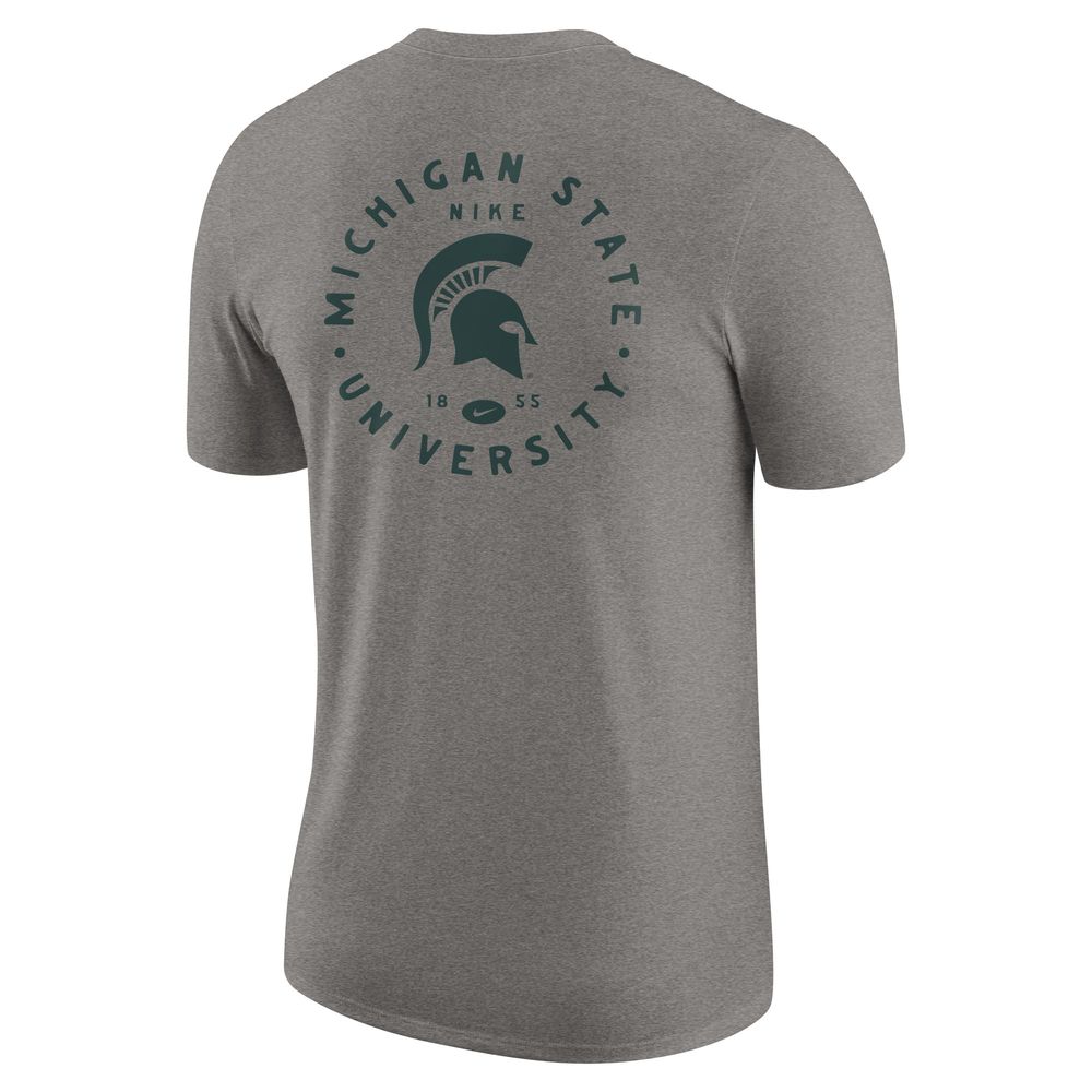 Men's Nike Heather Gray Michigan State Spartans Logo 2-Hit Tri-Blend T-Shirt