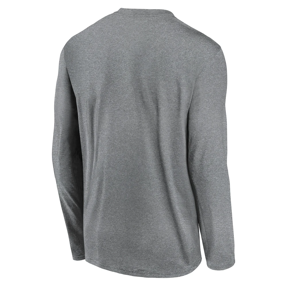 Men's Nike Heather Gray Michigan State Spartans Primary Stack Legend Performance Long Sleeve T-Shirt