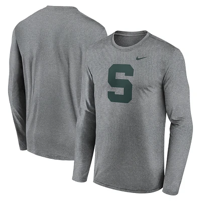 T-shirt à manches longues Nike gris chiné Michigan State Spartans Primetime Alternate Logo Legend pour homme