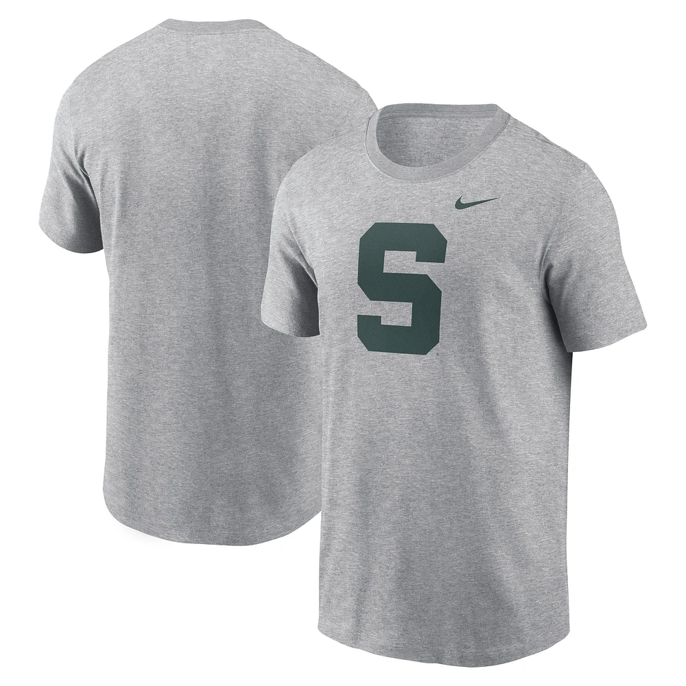 Men's Nike Heather Gray Michigan State Spartans Primetime Alternate Logo T-Shirt