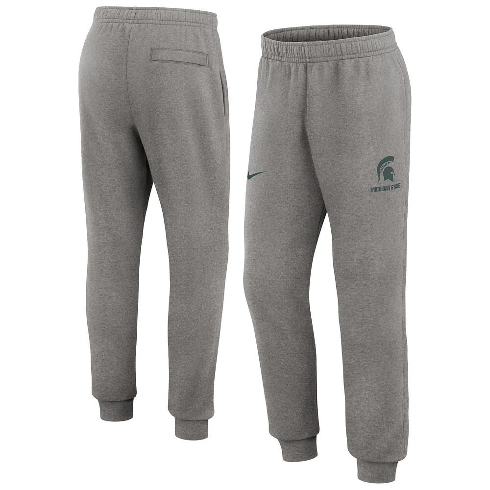 Pantalon de jogging en polaire Nike Michigan State Spartans Primetime Club pour homme, gris chiné