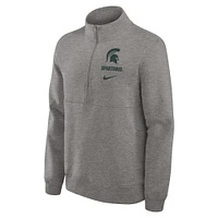 Pull Nike gris chiné à demi-zip pour homme des Spartans de l'État du Michigan Primetime Club