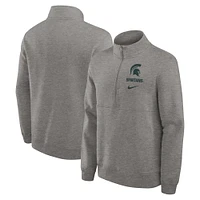 Sweat-shirt à demi-zip Nike Michigan State Spartans Primetime Club gris chiné pour homme