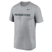 Men's Nike Heather Gray Michigan State Spartans Primetime Legend Wordmark T-Shirt