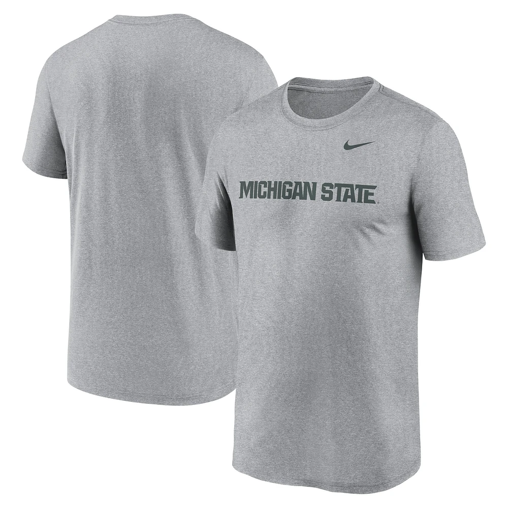 Men's Nike Heather Gray Michigan State Spartans Primetime Legend Wordmark T-Shirt