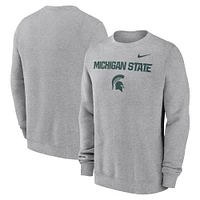 Men's Nike Heather Gray Michigan State Spartans Primetime Primary Stack Pullover Sweatshirt