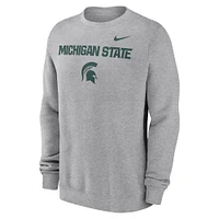 Men's Nike Heather Gray Michigan State Spartans Primetime Primary Stack Pullover Sweatshirt