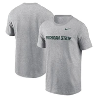 Men's Nike Heather Gray Michigan State Spartans Primetime Wordmark T-Shirt