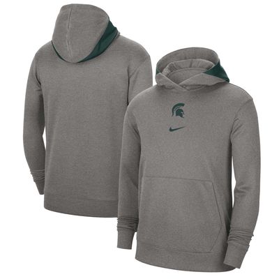 Men's Nike Heather Gray Michigan State Spartans Team Basketball Spotlight Performance Pullover Hoodie