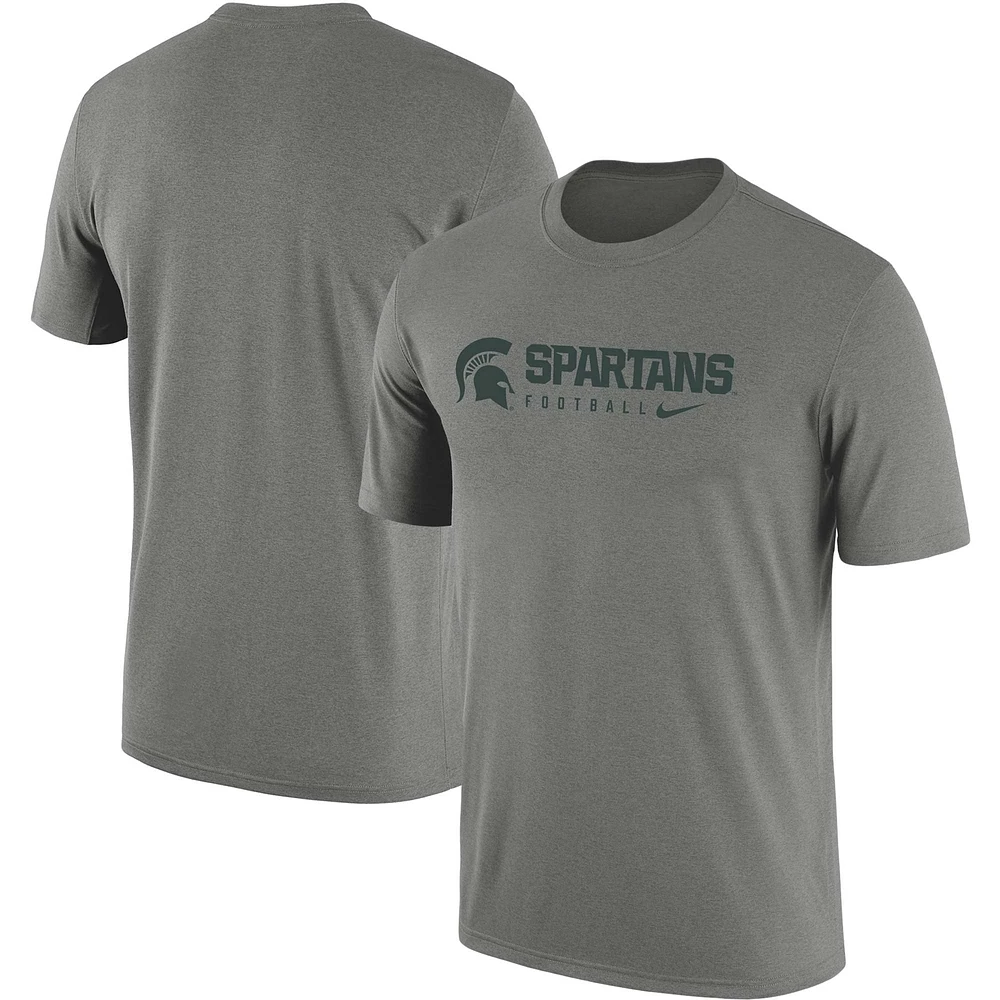 T-shirt Nike Michigan State Spartans Team Legend Performance pour homme, gris chiné