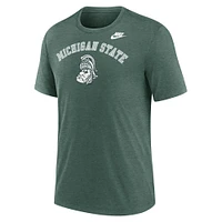 Men's Nike Heather Green Michigan State Spartans Legacy Arch Tri-Blend T-Shirt