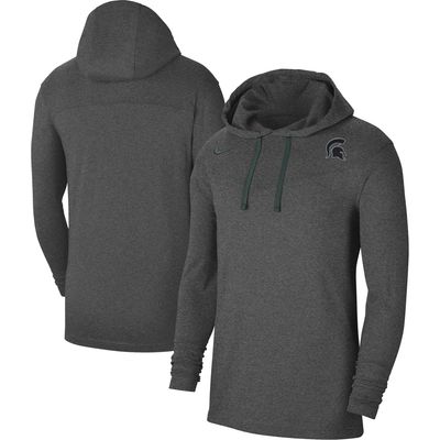 Men's Nike Heathered Charcoal Michigan State Spartans Off-Field Performance Long Sleeve Hoodie T-Shirt