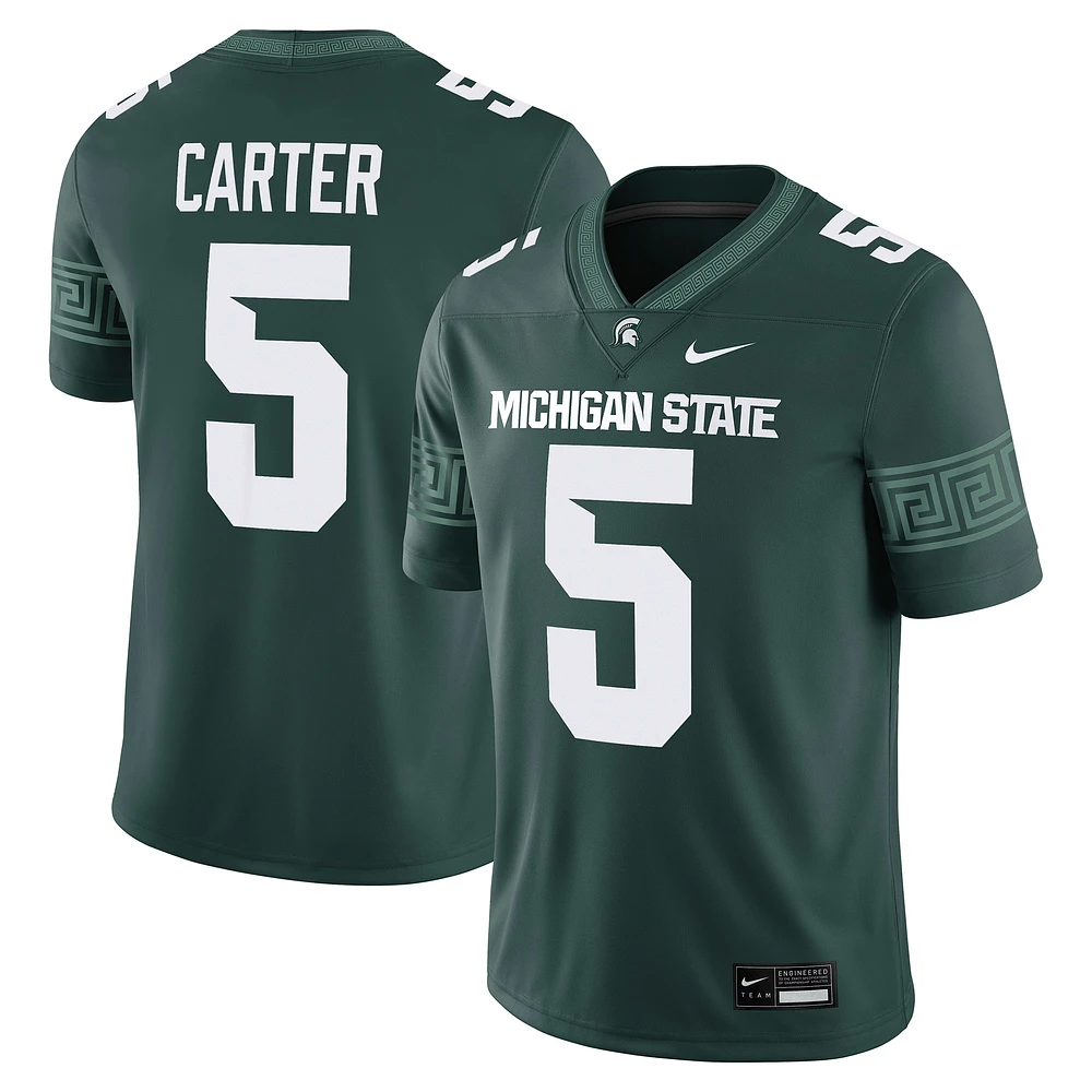 Men's Nike Nathan Carter Green Michigan State Spartans NIL Football Game Jersey