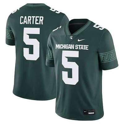 Maillot de football américain Nike Nathan Carter pour homme, vert, Michigan State Spartans NIL