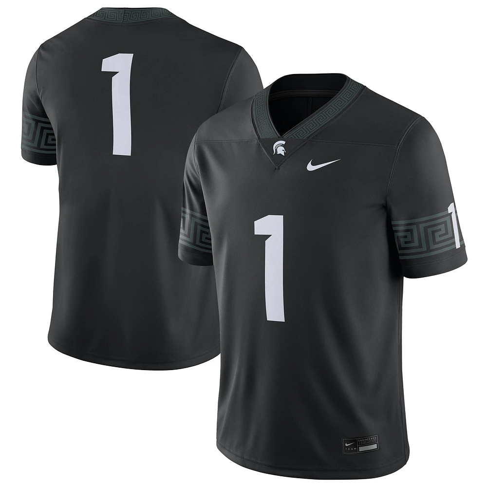 Maillot de match football alternatif des Michigan State Spartans Nike #1 noir pour homme