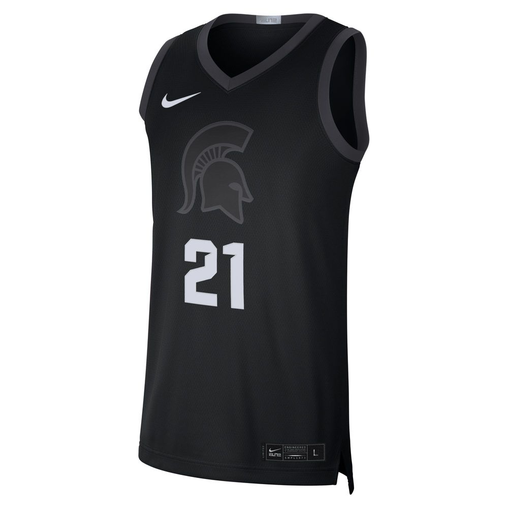 Men's Nike #21 Black Michigan State Spartans Limited Basketball Jersey