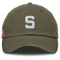 Men's Nike Olive Michigan State Spartans 2024 Military Appreciation Club Adjustable Hat