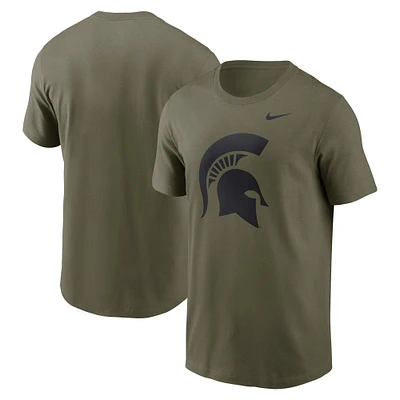 T-shirt Nike Olive Michigan State Spartans 2024 Military Appreciation Tonal Logo Performance pour homme