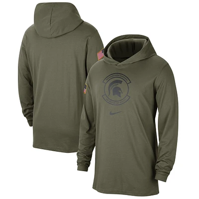 T-shirt à capuche et manches longues Nike Michigan State Spartans Military Pack pour homme