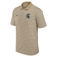Men's Nike Tan Michigan State Spartans Athletic Prep Striped Performance Polo